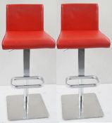 A Pair Of ELIZABETH ARDEN Branded Gas-Lift Beauty Salon Swivel Chair With Foot Plate - Upholstered