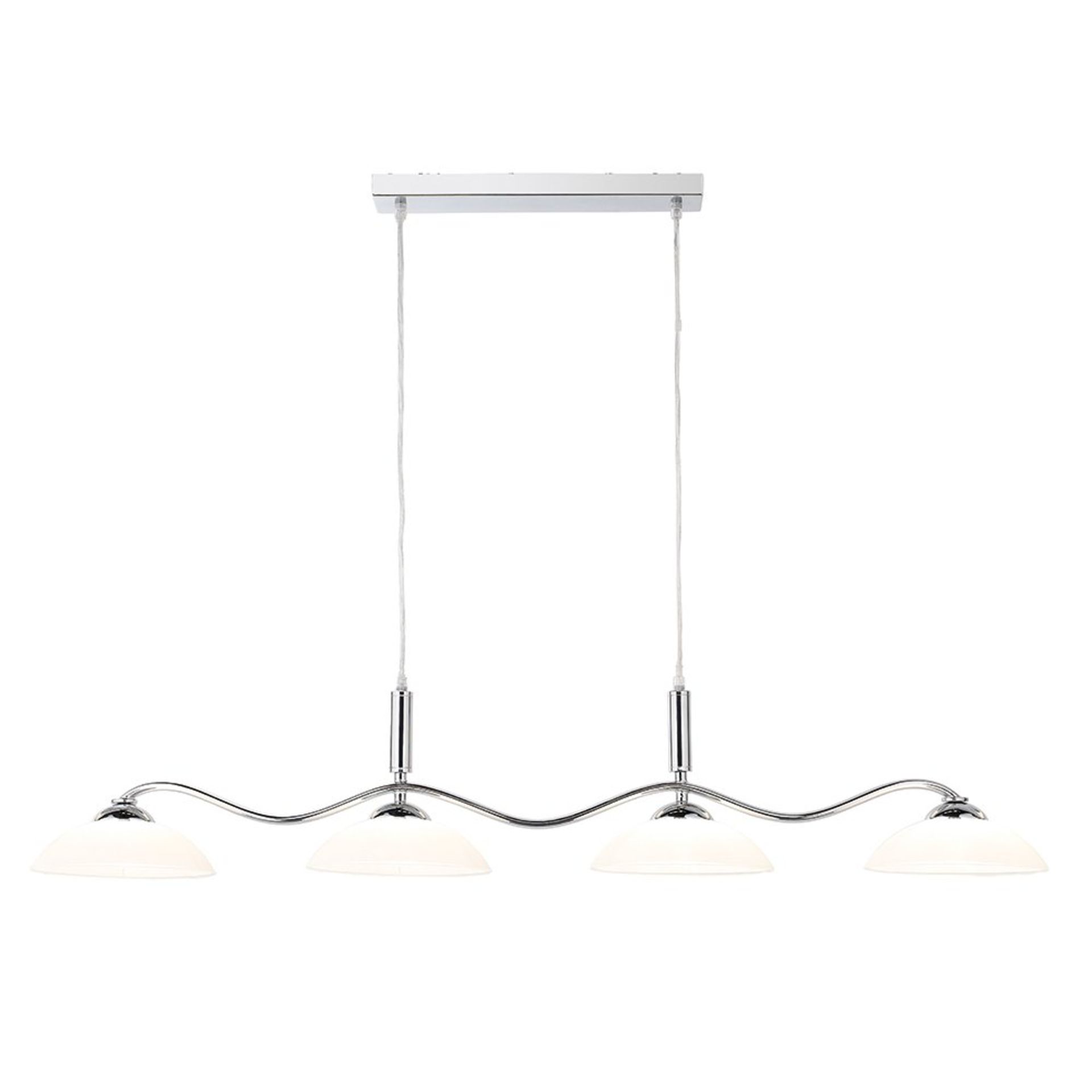 1 x Searchlight 4 Light Pendant Chrome Bar Light With Frosted Glass Shades - Product Code: 61840-4CC