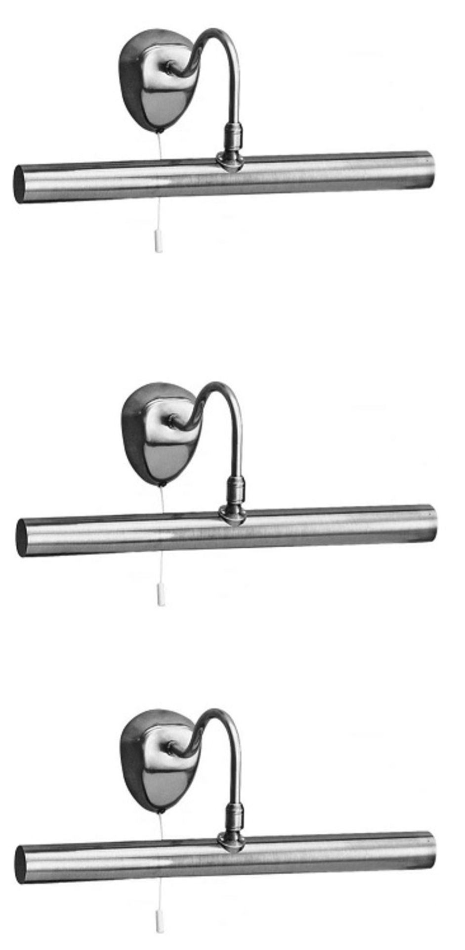 3 x Searchlight Gallery Picture Lights With Satin Chrome Finish, Adjustable Heads and On/Off