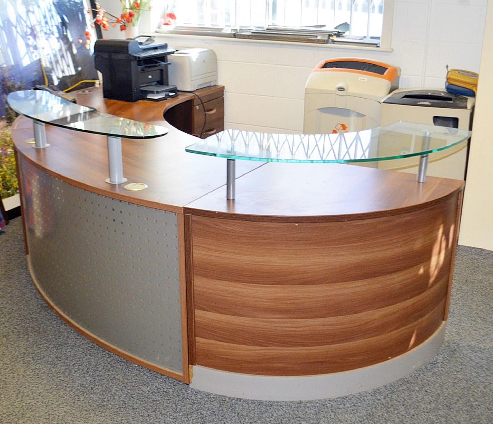 1 x Curved 3-Metre Wide Executive Reception Desk - Recently Removed From A Working Office