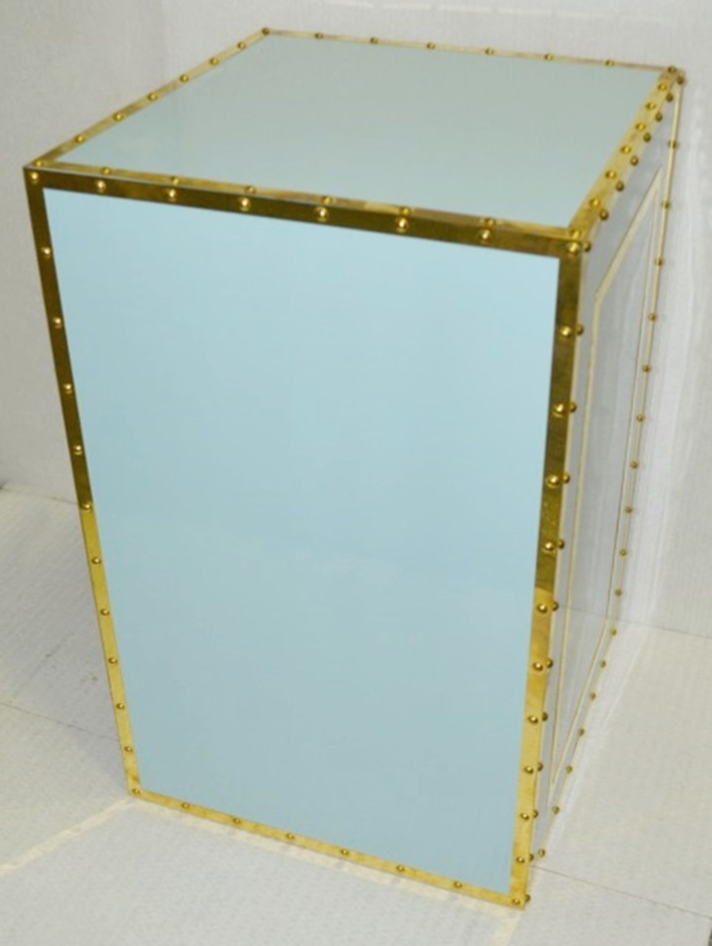 1 x Opulent Bank Vault Safe-style Shop Display Plinth In Tiffany Blue With Gold Trim - Image 6 of 6