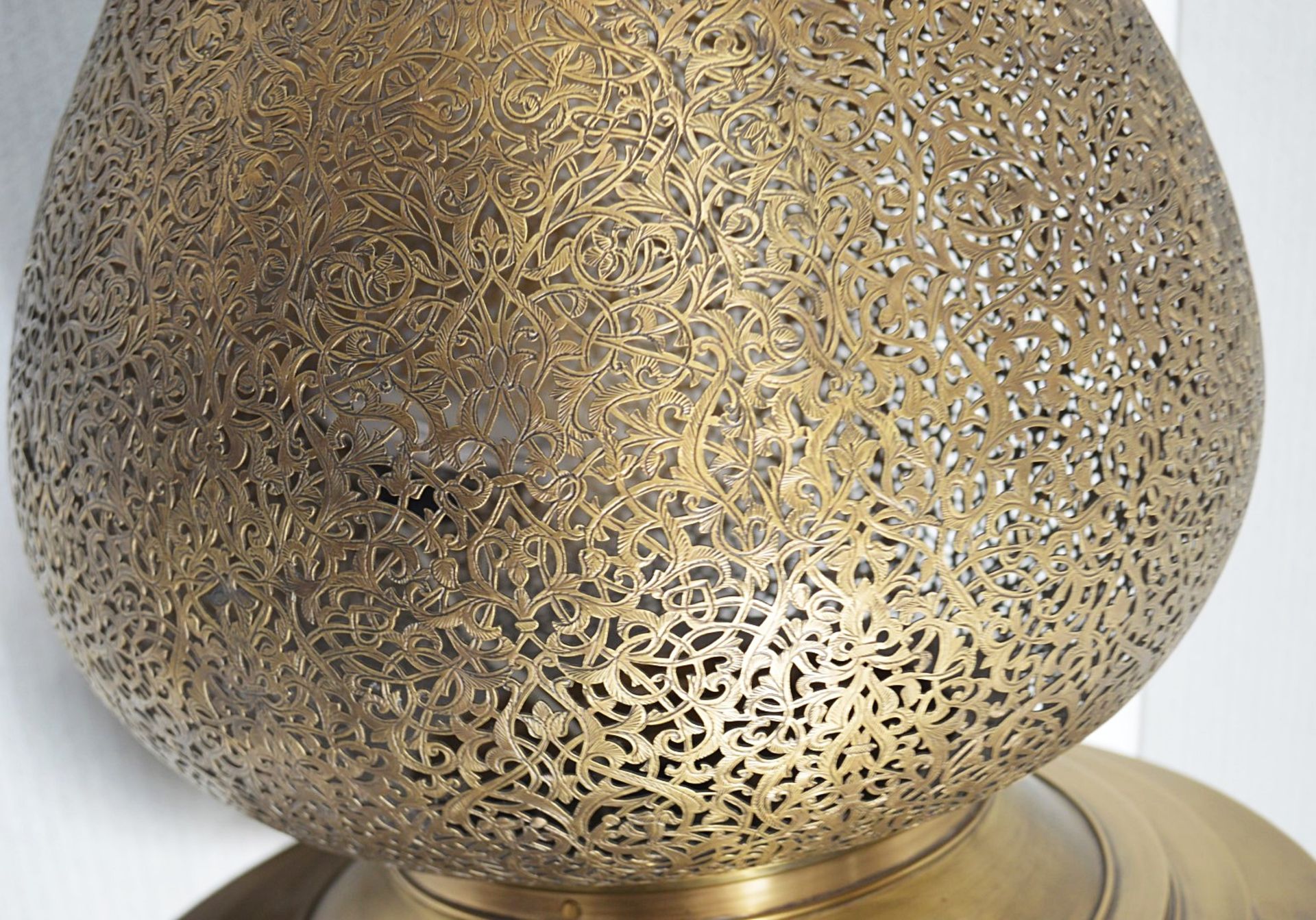 1 x Large 1.3 Metre Moroccan-style Brass Pendant Statement Light Featuring Intricate Filigree - Image 2 of 9