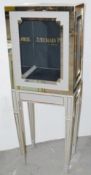 1 x Illuminated Freestanding Bank Vault Safe-style Mirrored Retail Shop Display Box In Grey On Legs
