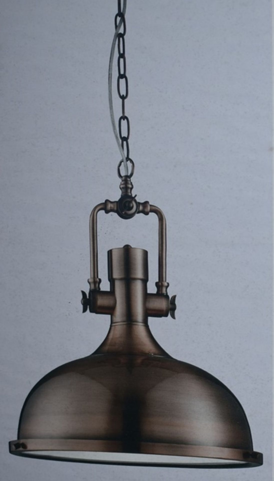 1 x Searchlight Industrial Pendant Light With an Antique Copper and Frosted Glass Finish - Product - Image 4 of 4