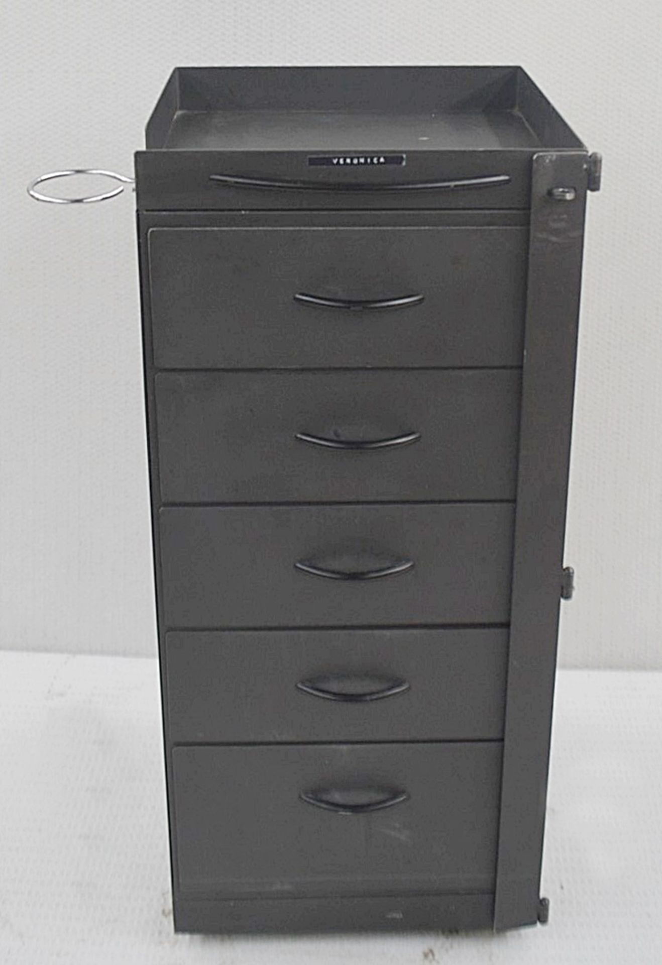 4 x Metal Hair Salon Styling Station Cabinets - Each Features 5-Drawers, Lock Bar & Holder - Image 4 of 10