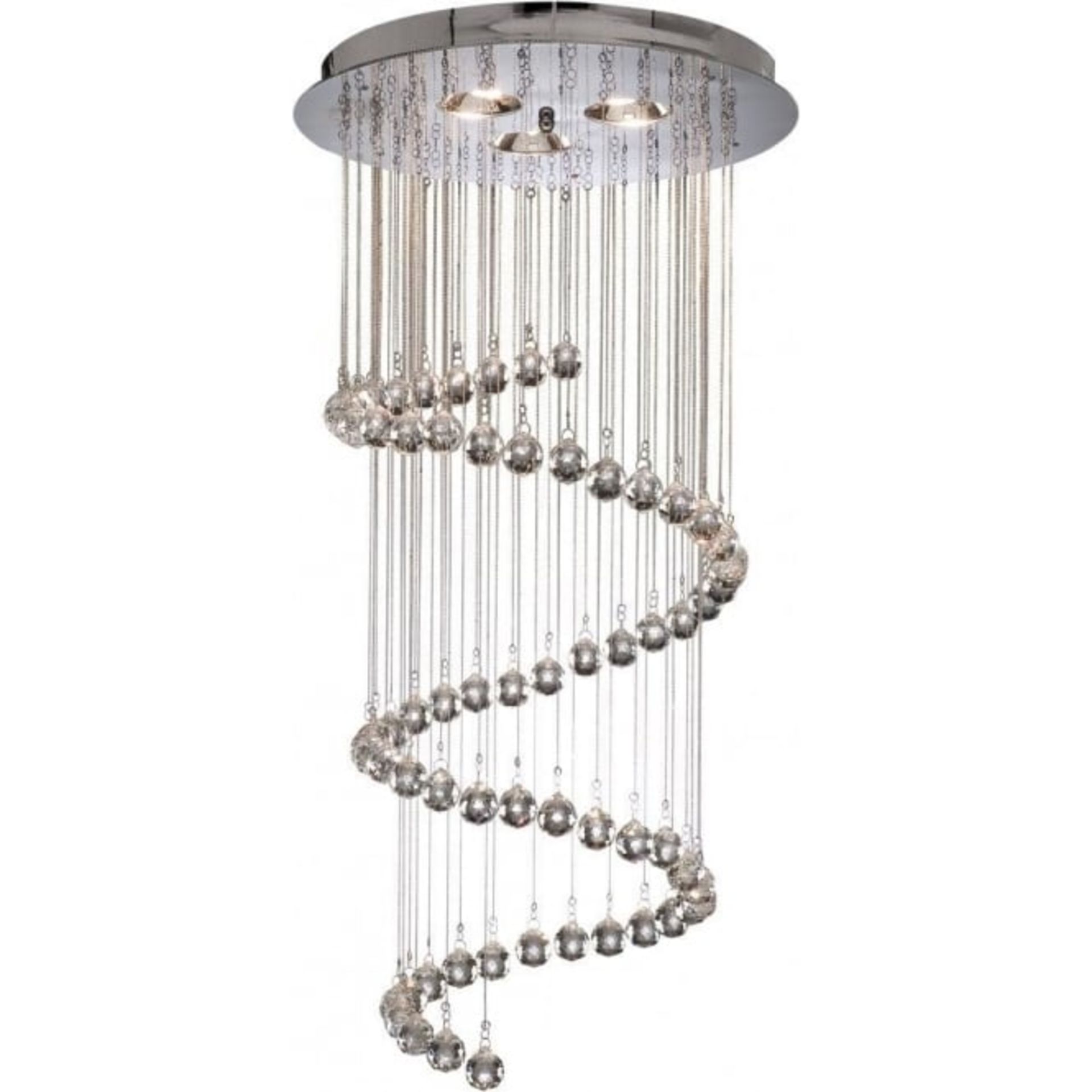 1 x Searchlight Spiral Chrome 5 Light Ceiling Light With Crystal Balls - Product Code: 7743CC -