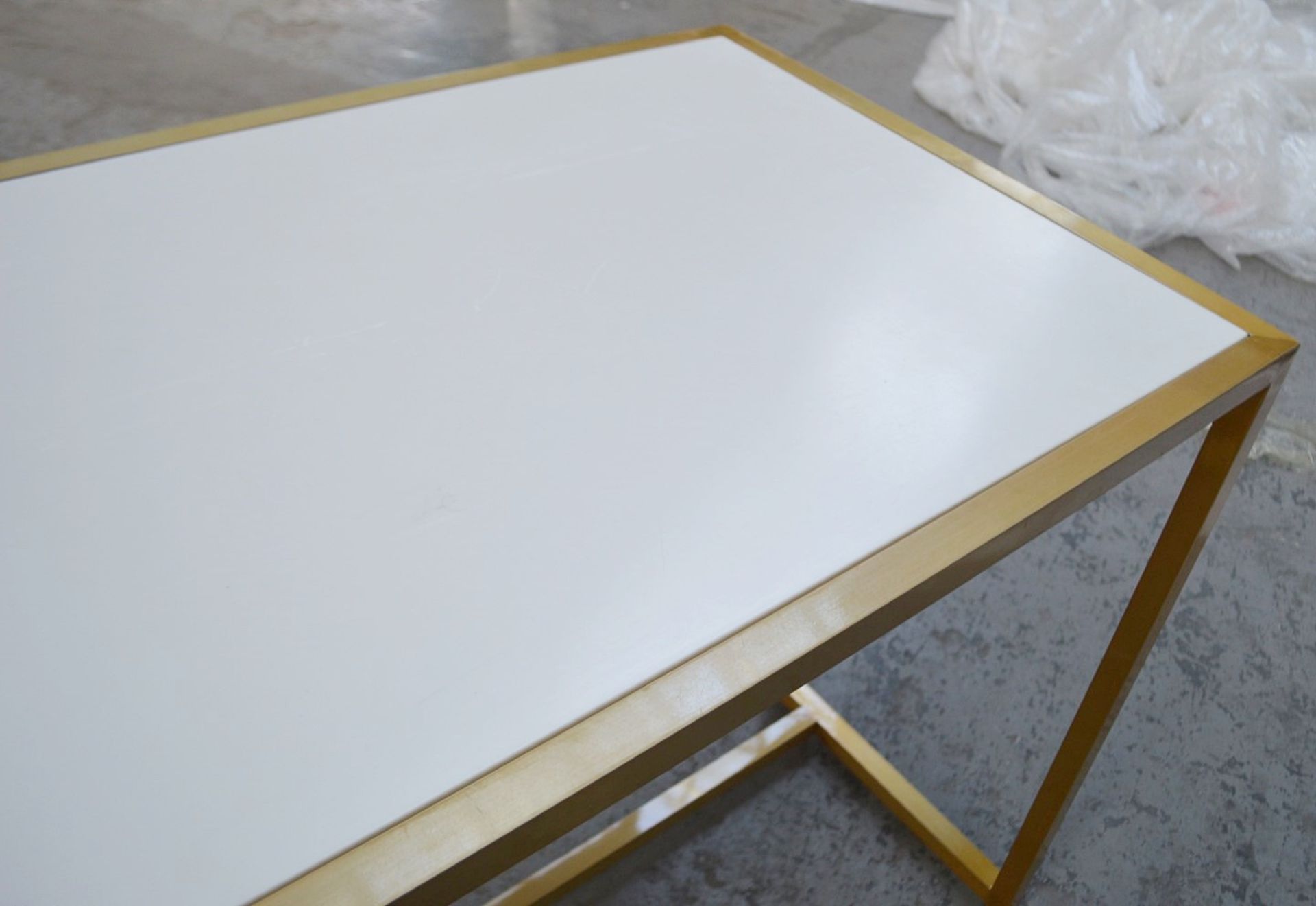 1 x High Display Table With A Sturdy Metal Base In Gold - Dimensions: H92 x W130 x D75cm - Image 4 of 4