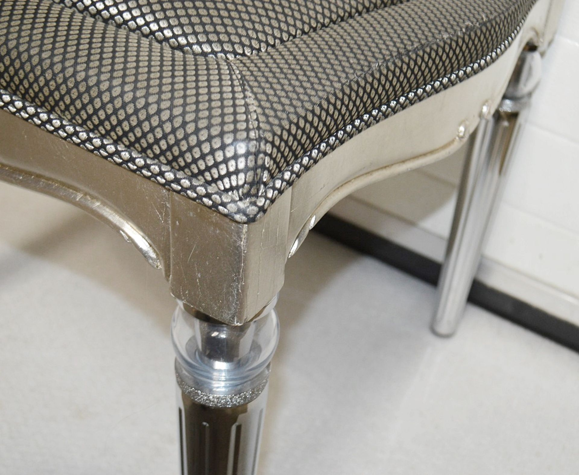 1 x Luxurious Designer Chair In Silver With Upholstered Seat And Ornate Legs - Dimensions: H72 x - Image 9 of 12