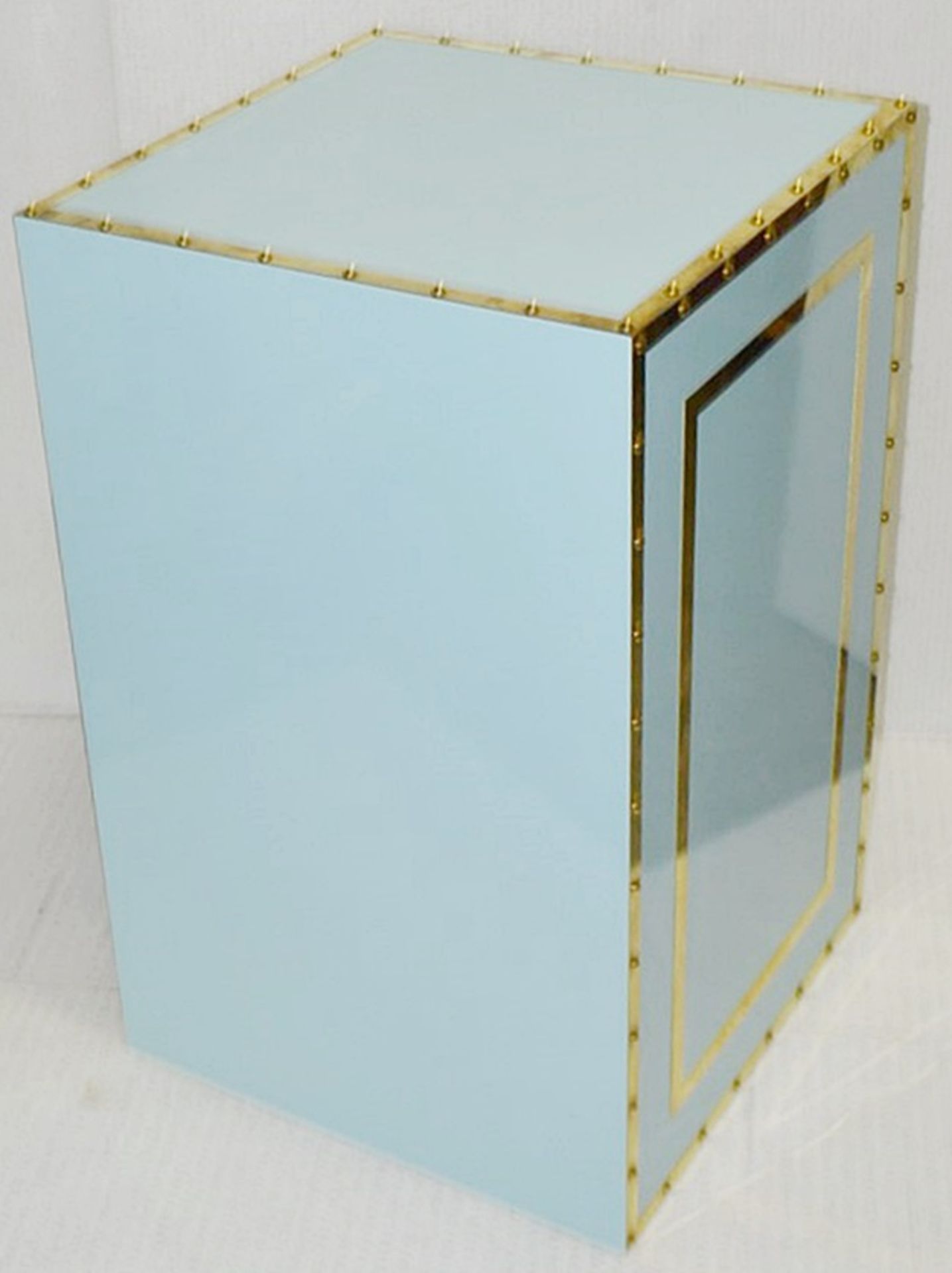 1 x Opulent Bank Vault Safe-style Shop Display Plinth In Tiffany Blue With Gold Trim - Image 5 of 6