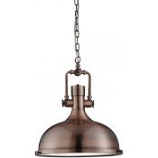 1 x Searchlight Industrial Pendant Light With an Antique Copper and Frosted Glass Finish - Product