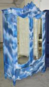 1 x Bespoke Shop Display Cabinet With Custom 'Butterfly Cloud' Paintwork And Mirrored Doors -