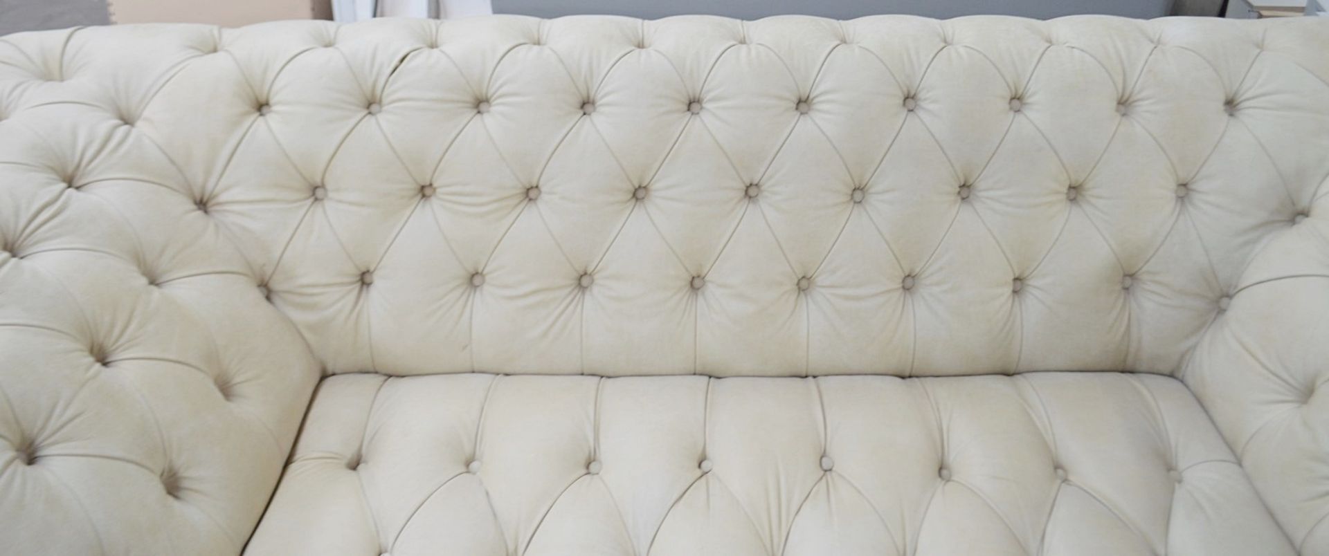 1 x Stunning Bespoke Cream Button-Back Leather Sofa - Professionally Handcrafted - Complete One-Off - Image 5 of 8