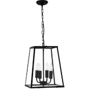 1 x Searchlight 4 Light Ceiling Pendant Lantern in Black - Product Code: 5614BK - RRP £159 -