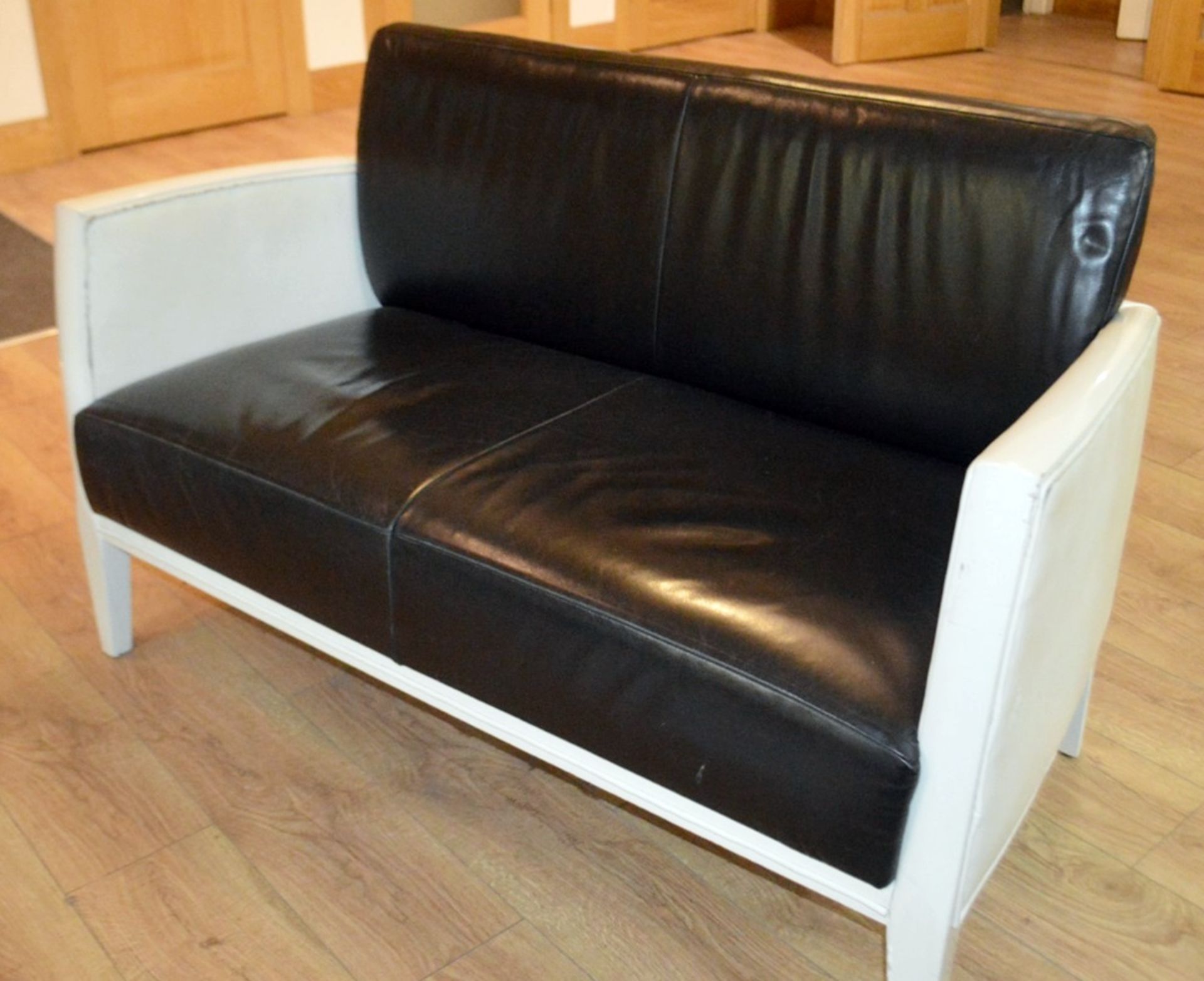 1 x Stylish Commercial Leather Upholstered 2-Seater Sofa With A High-Gloss Patent-Style Finish - Image 2 of 6