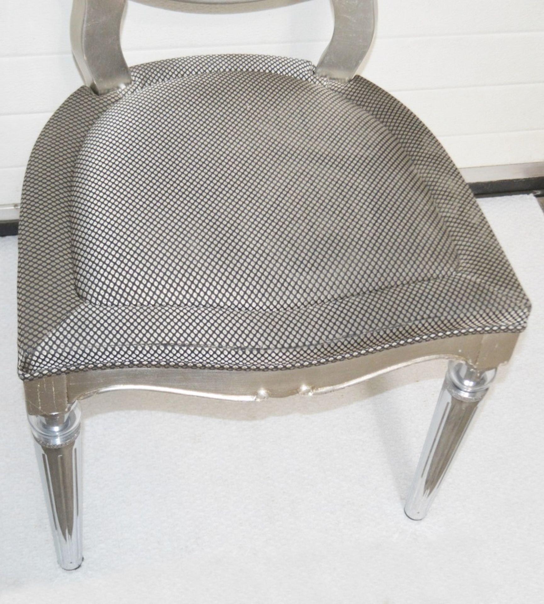 1 x Luxurious Designer Chair In Silver With Upholstered Seat And Ornate Legs - Dimensions: H72 x - Image 6 of 12