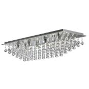 1 x Searchlight Hanna 8 Light Semi-Flush Ceiling Light Polished Chrome With Faux Crystal Trimmings -