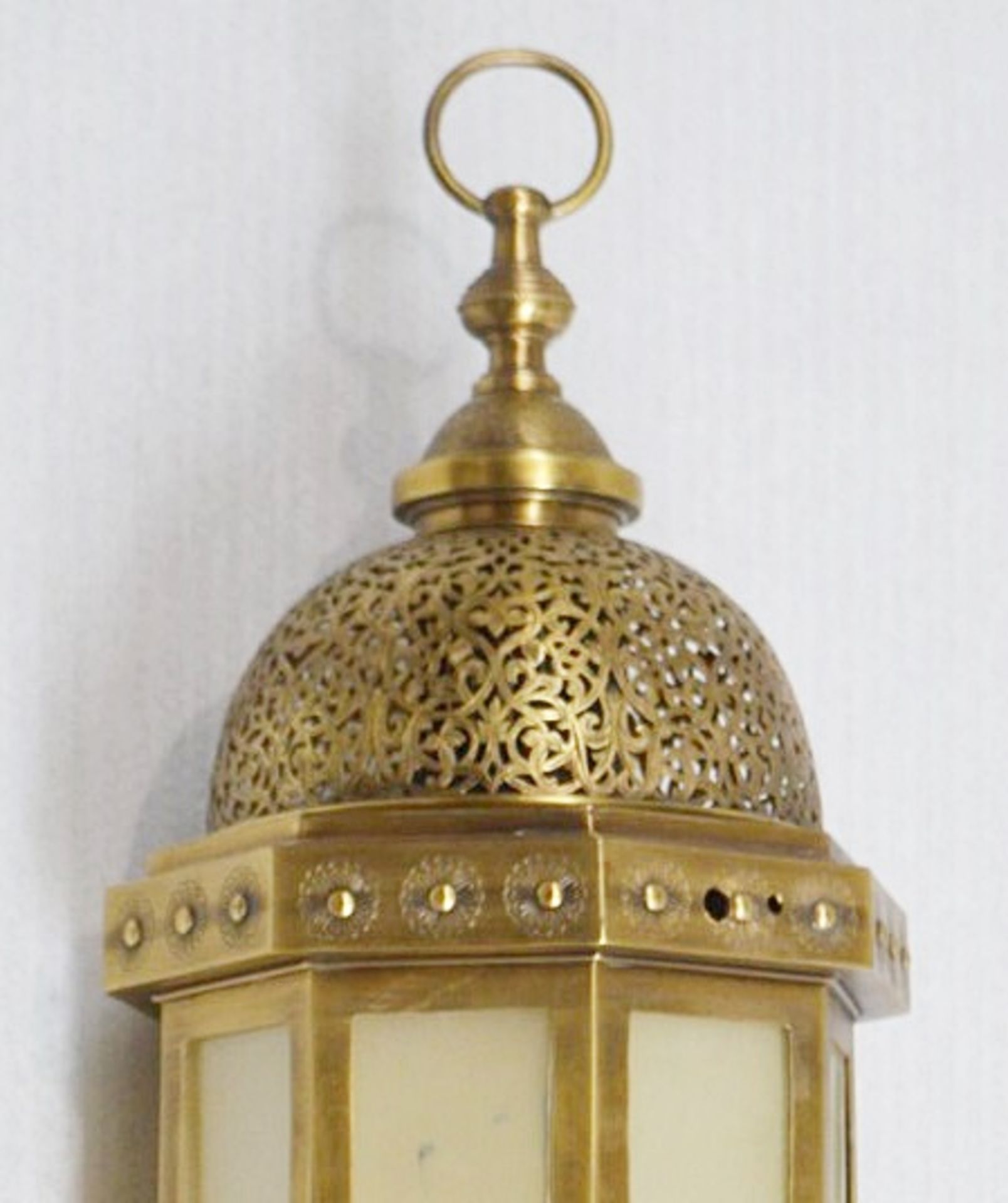1 x Moroccan-style Brass Pendant Light Featuring Intricate Filigree Detailing - Dimensions: Height - Image 2 of 7
