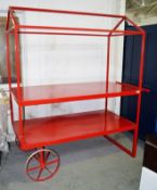 1 x Metal 2-Metre High Display Cart - Dimensions: H200 x W178 x D87cm - Ex-Showroom Piece - Ref: