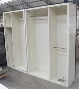 1 x Large 2-Section  Retail Display Unit In Cream With LED Strip Lighting, Shelving + Clothes Rails