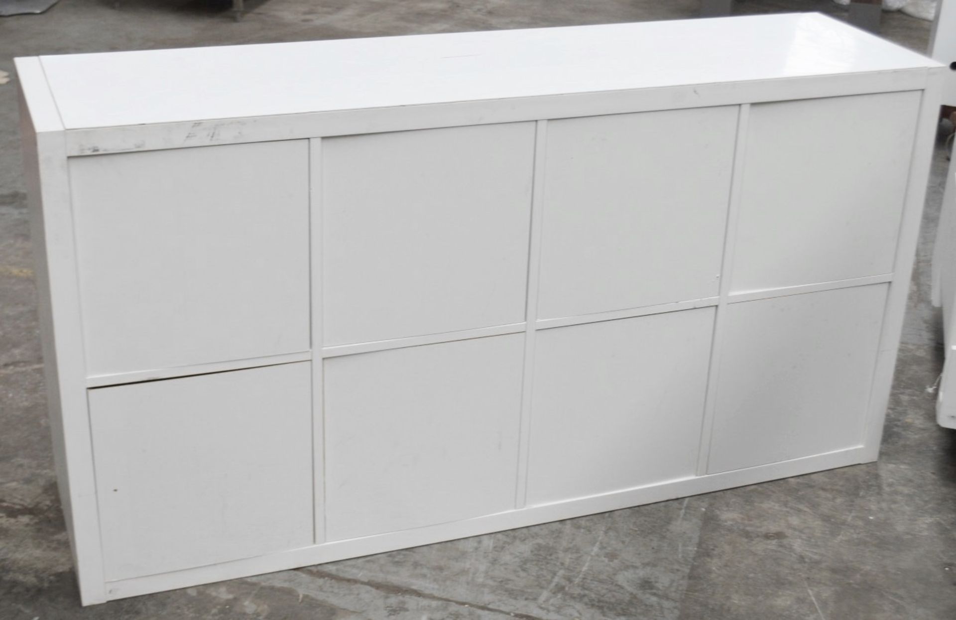 1 x 8-Door Salon Storage Unit In White - Dimensions: H77 x W146.5 x D38.7cm - Ref: MHB141 - - Image 2 of 3