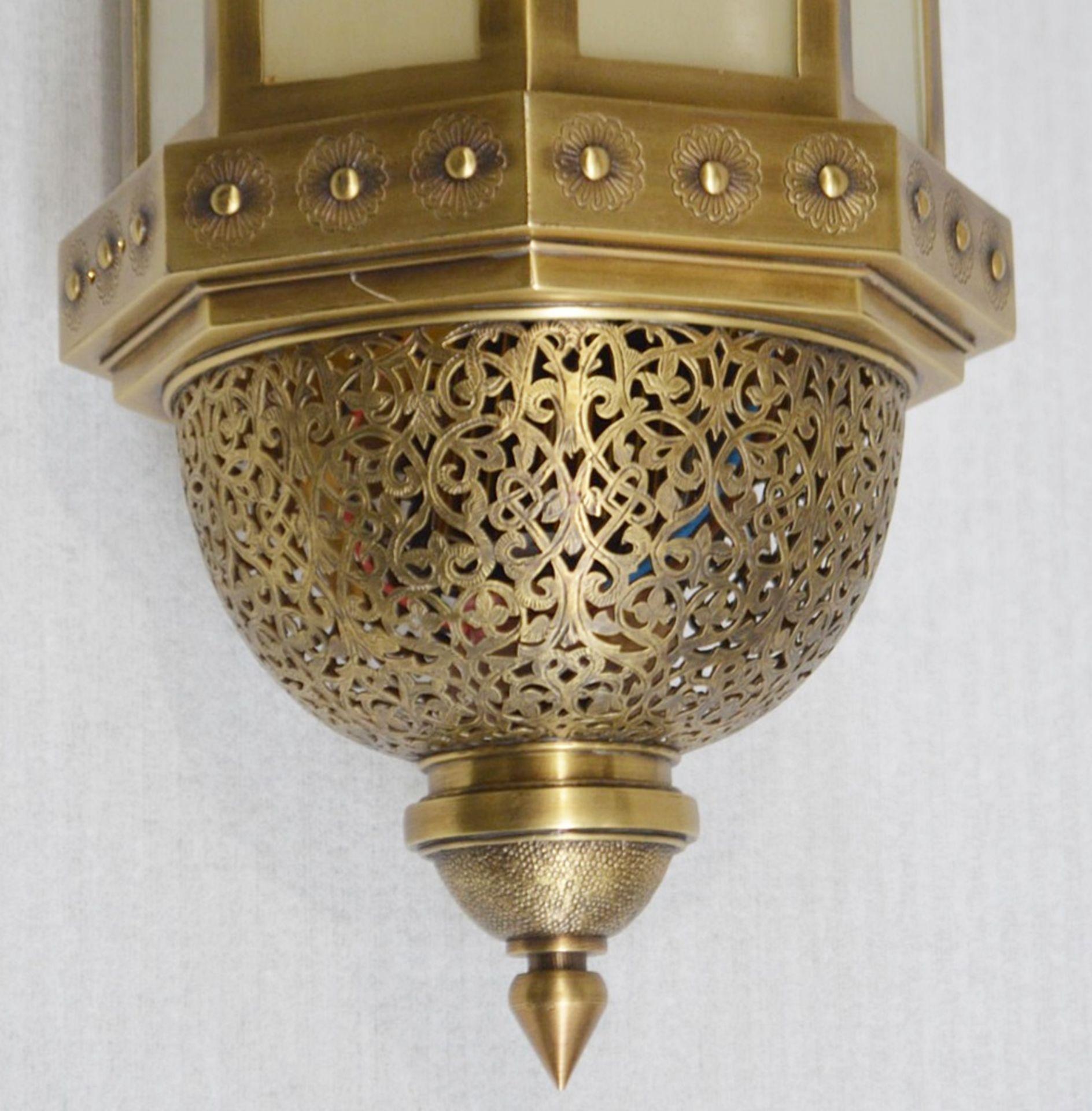 1 x Moroccan-style Brass Pendant Light Featuring Intricate Filigree Detailing - Dimensions: Height - Image 6 of 7