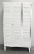 1 x Vintage Metal School Gym Locker Finished In Matt White - Dimensions: H180 x W99 x D50cm - Ex-