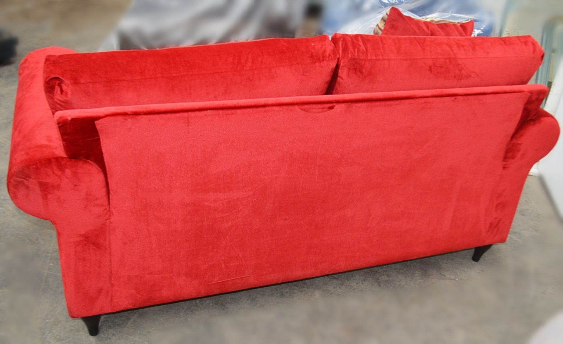 1 x Bespoke 2-Seater Commercial Sofa In A Bright Red Velvet With Complimenting Cushion - - Image 5 of 6