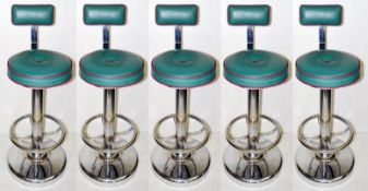 5 x Elegant Leather Upholstered Bar Stools From A World-Renowned London Department Store