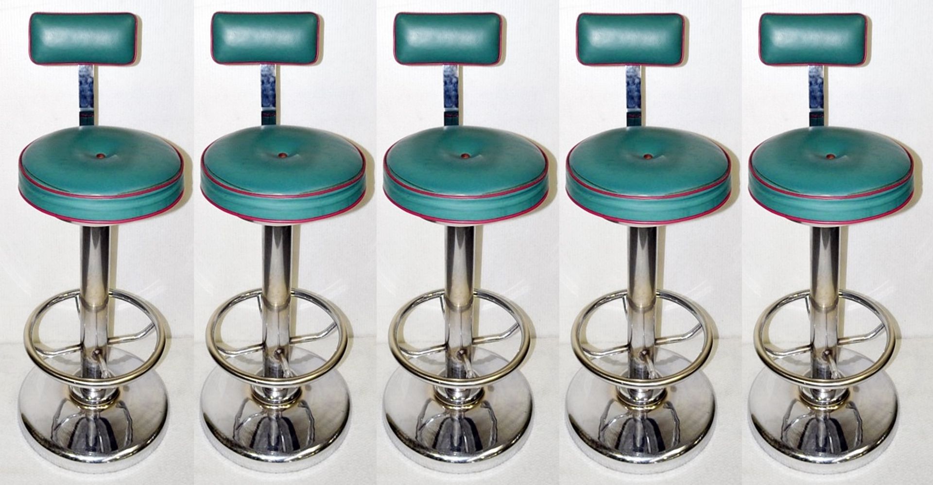 5 x Elegant Leather Upholstered Bar Stools From A World-Renowned London Department Store