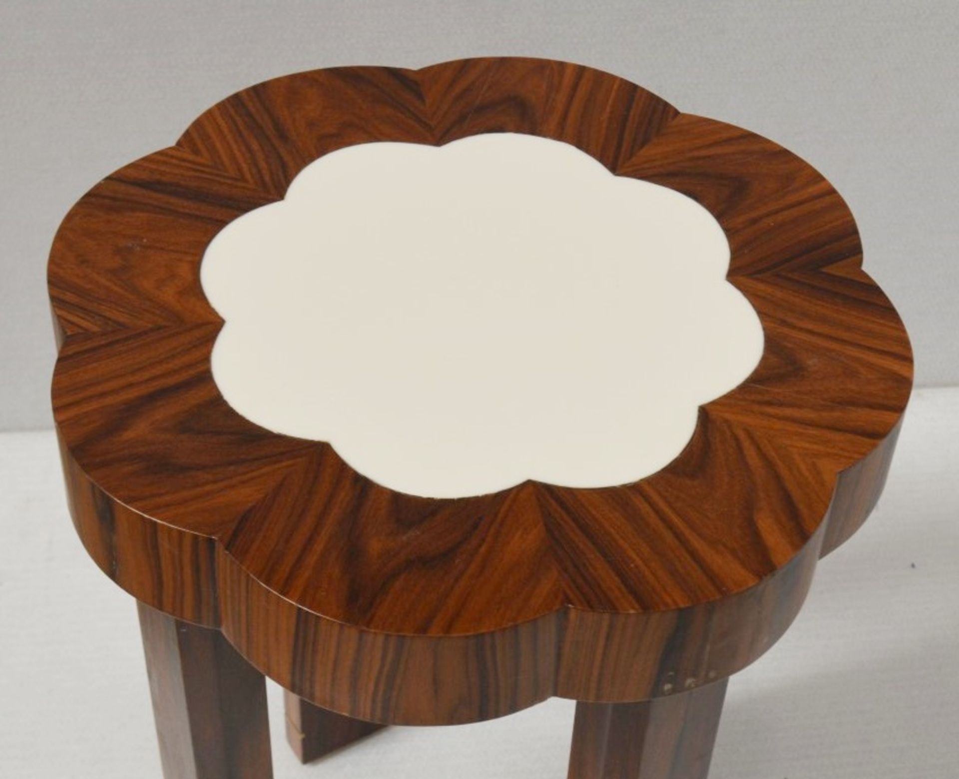 1 x Moroccan-style Solid Wood Side Table With Stone Inlay And Glass Top - Dimensions: Height - Image 3 of 3