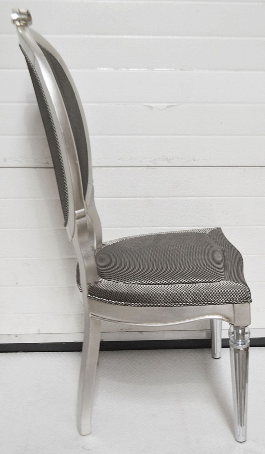 1 x Luxurious Designer Chair In Silver With Upholstered Seat And Ornate Legs - Dimensions: H72 x - Image 3 of 12