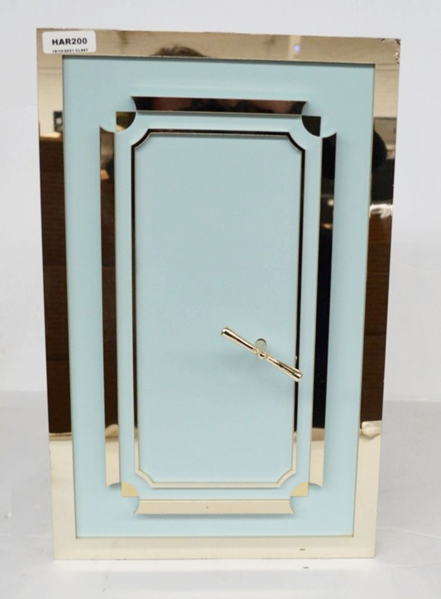 1 x Bank Vault Safe-style Shop Display Dummy Prop In Tiffany Blue With Gold Tinted Mirror Decoration