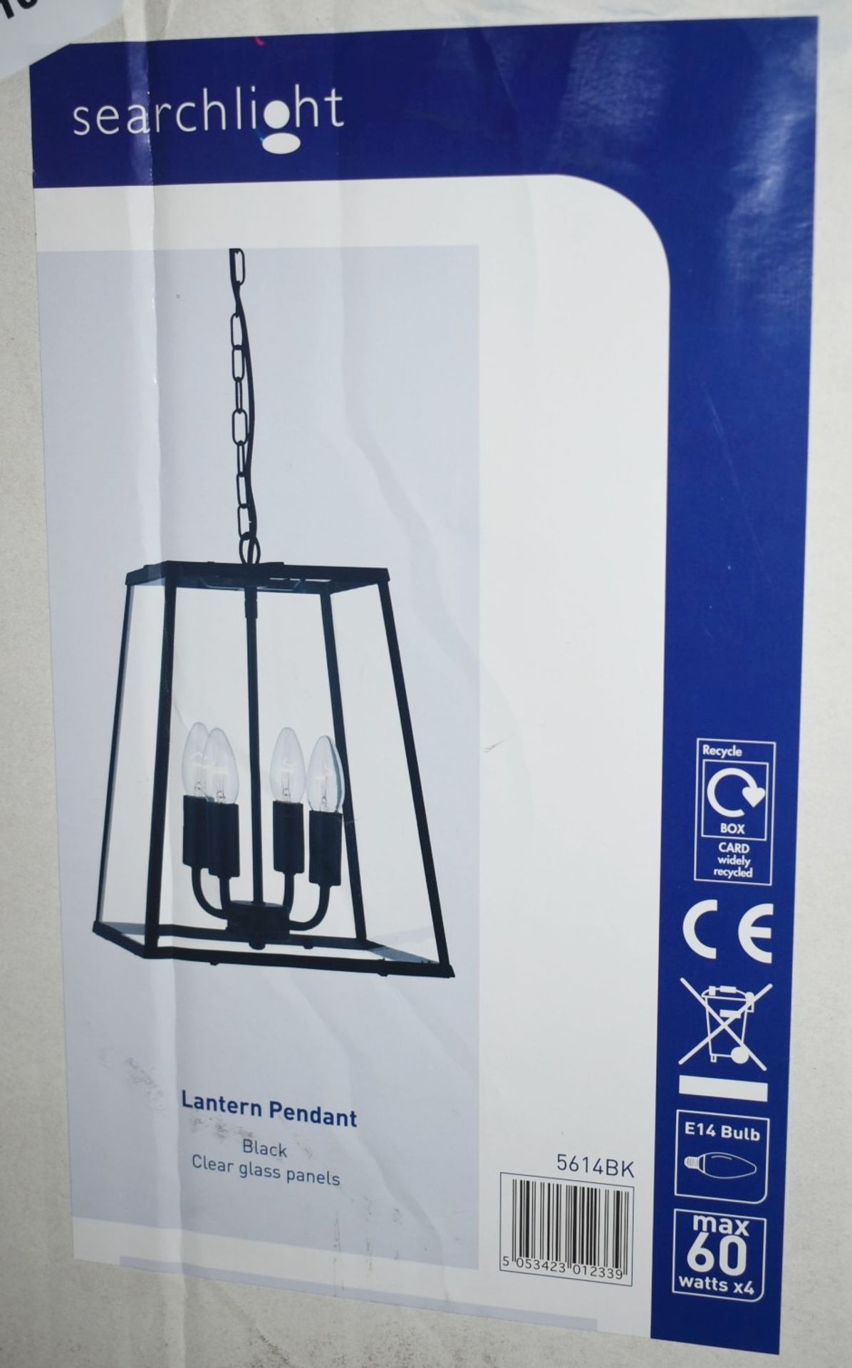 1 x Searchlight 4 Light Ceiling Pendant Lantern in Black - Product Code: 5614BK - RRP £159 - - Image 2 of 3