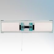 1 x Searchlight Bathroom Wall Light With Opal Glass Shades and Mirrored Backplate - Product Code: