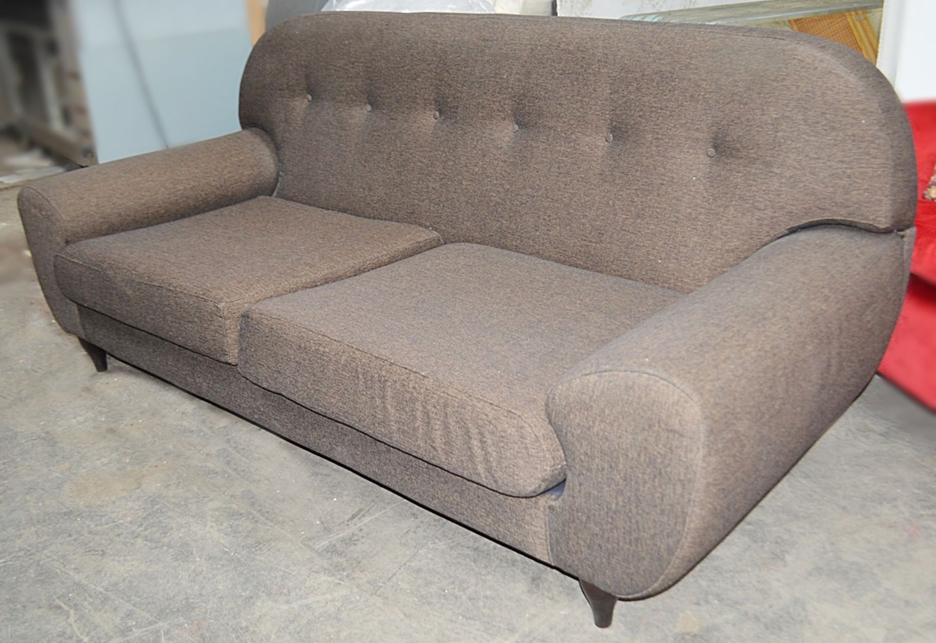 1 x Large Commercial 2-Metre Long Contemporary Sofa In A  Dark Brown/Bronze Woven Fabric - - Image 2 of 6