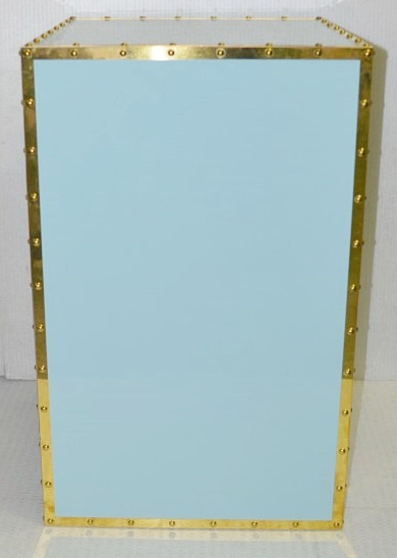 1 x Opulent Bank Vault Safe-style Shop Display Plinth In Tiffany Blue With Gold Trim - Image 5 of 6