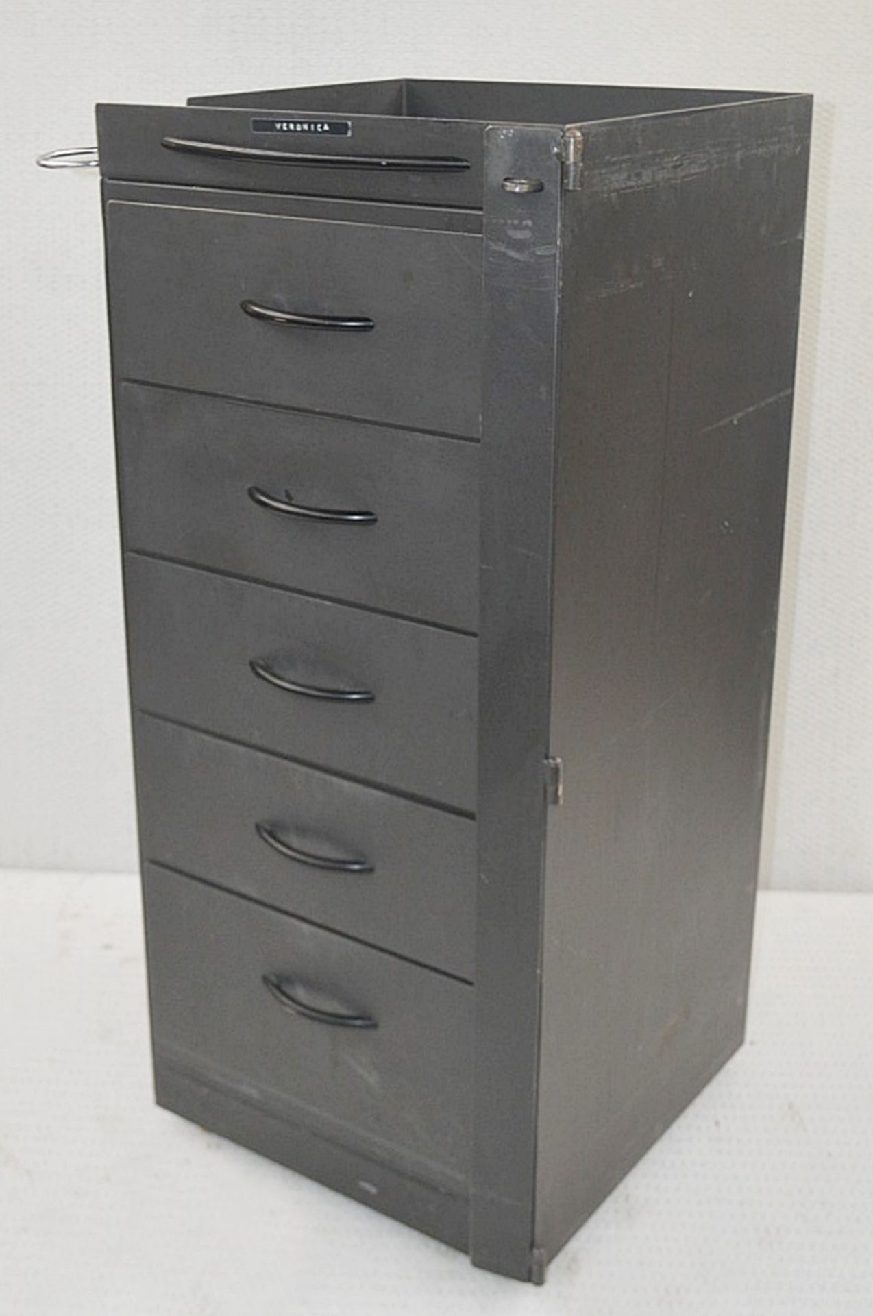 4 x Metal Hair Salon Styling Station Cabinets - Each Features 5-Drawers, Lock Bar & Holder - Image 3 of 10