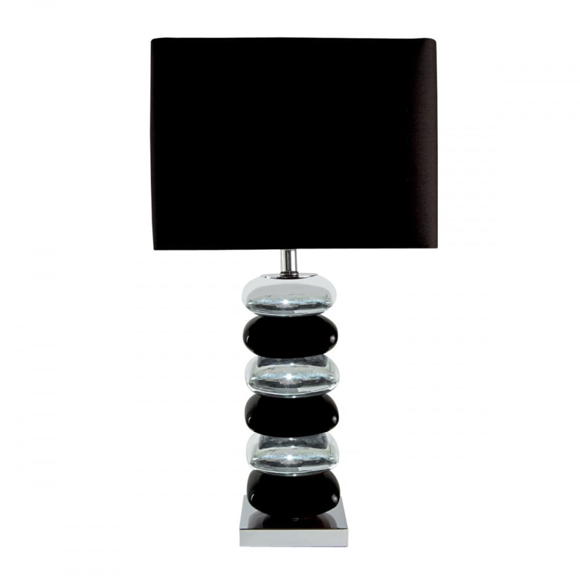 1 x Searchlight Bravo Table Lamp - Pillow Stacked Black/Chrome Base and Black Shade - Product