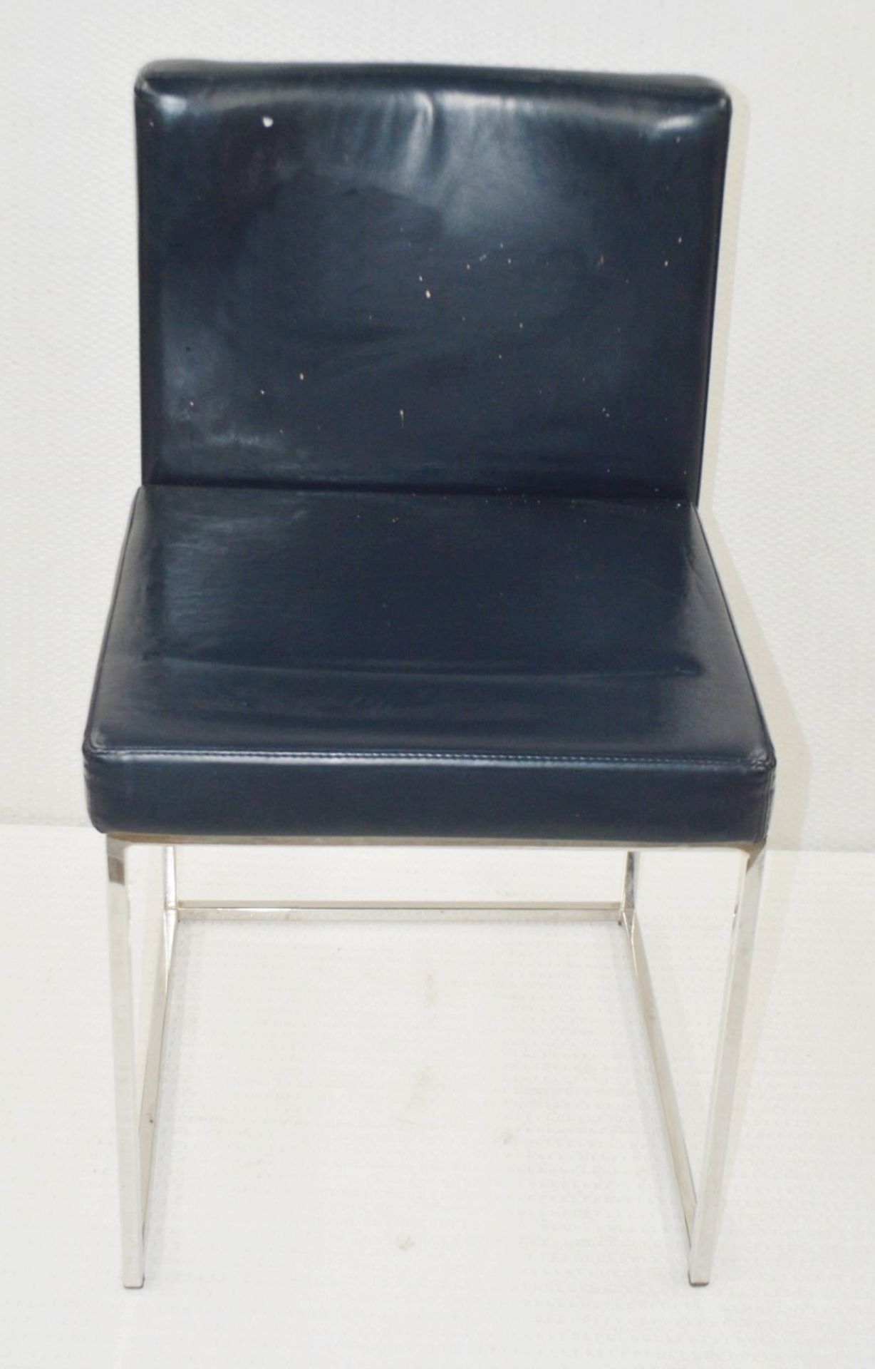 3 x Italian Calligaris Branded Italian Designer Chairs In Dark Blue With 'Estee Lauder' Printed On - Image 2 of 4