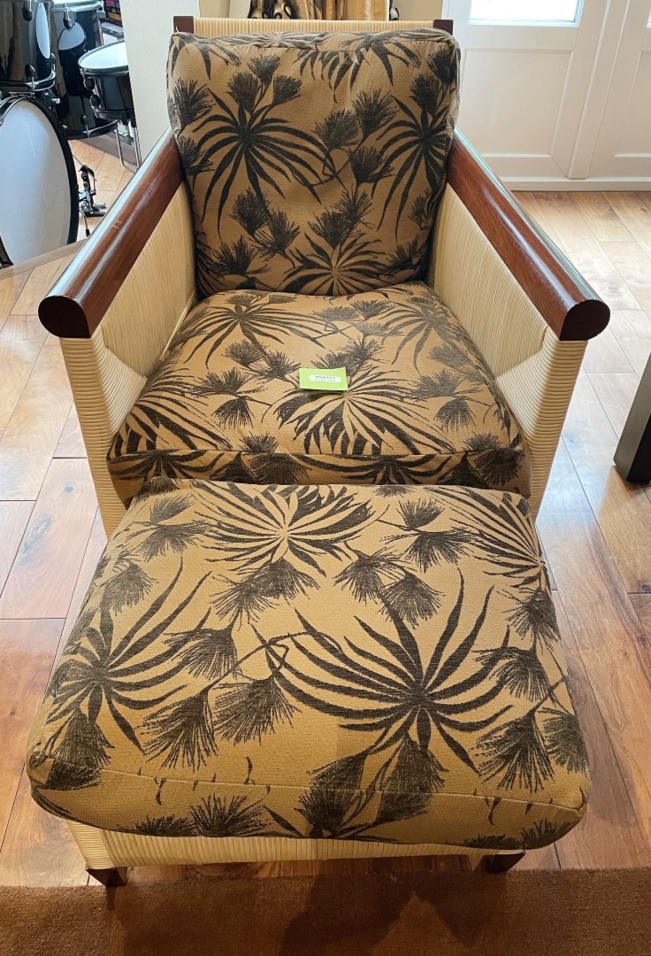 1 x DONGHIA Designer Colonial-style Cane Chair With Matching Footstool And Upholstered Cushions - Image 2 of 17