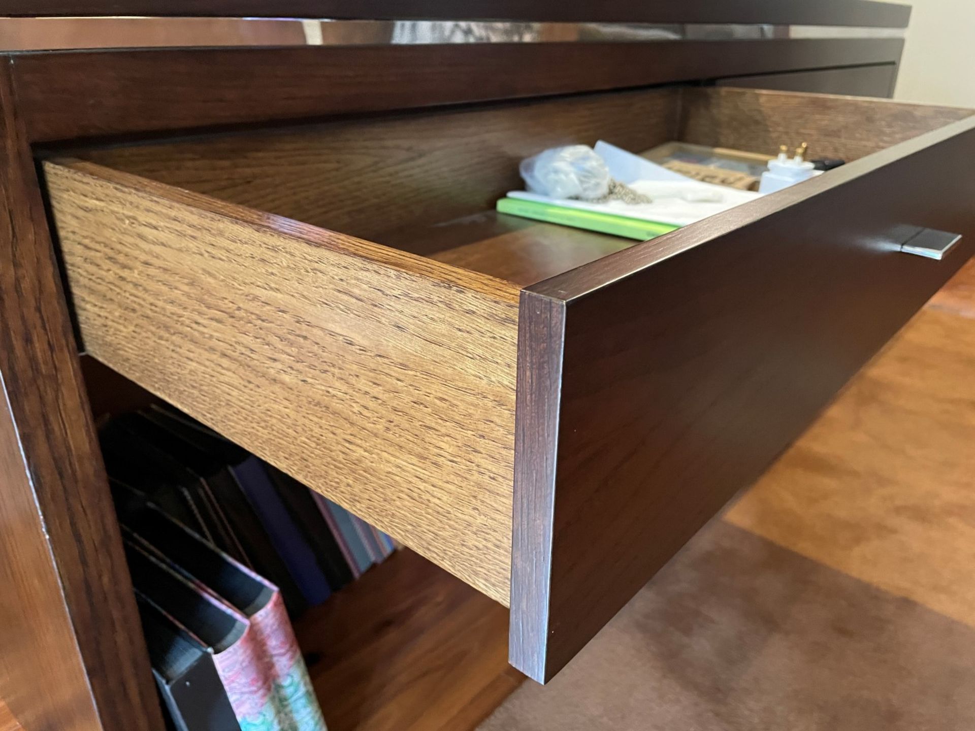 1 x Solid Wood 2-Metre Long Console Unit With 2 x Drawers With Silver Detailing - Image 8 of 9