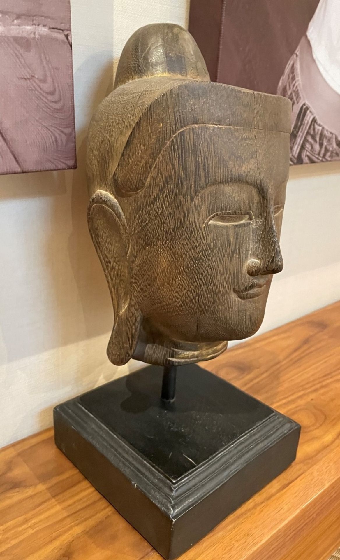 1 x Large Budha Head Statue On Plinth - Dimensions: 15 x 15 x H35cm - Ref: SGV150 - CL672 - NO VAT - Image 3 of 6