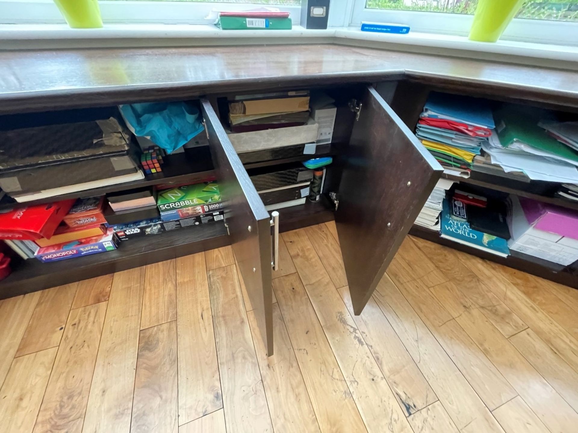 1 x Bespoke Fitted Solid Wood Office Suite With 5-Door Sideboard Storage And Semicircular Desk - Image 15 of 22