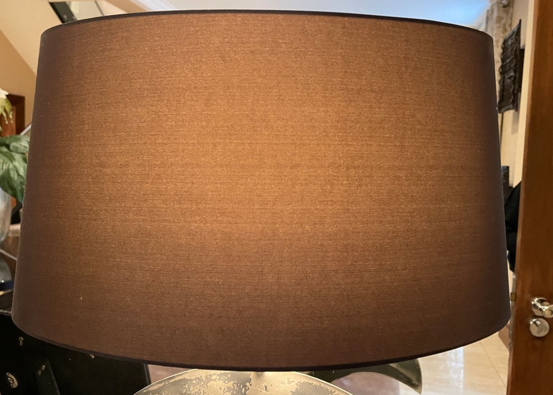 A Pair Of Artisan Handcrafted Lamps With Oval Shades In Brown Silk, And In-line Switches - No VAT - Image 6 of 8