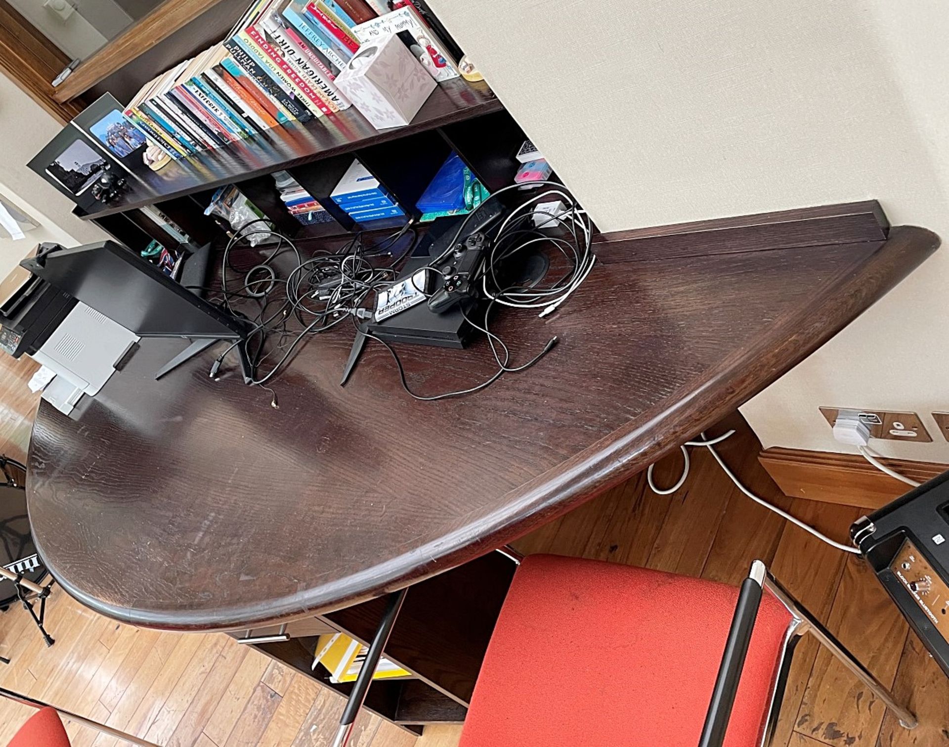 1 x Bespoke Fitted Solid Wood Office Suite With 5-Door Sideboard Storage And Semicircular Desk - Image 20 of 22