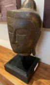 1 x Large Budha Head Statue On Plinth - Dimensions: 15 x 15 x H35cm - Ref: SGV150 - CL672 - NO VAT