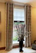 1 x Heavily Lined Premium Embosed Pair Of Curtains - Includes Poles And Blind - Ref: SGV126/GF-Ent -