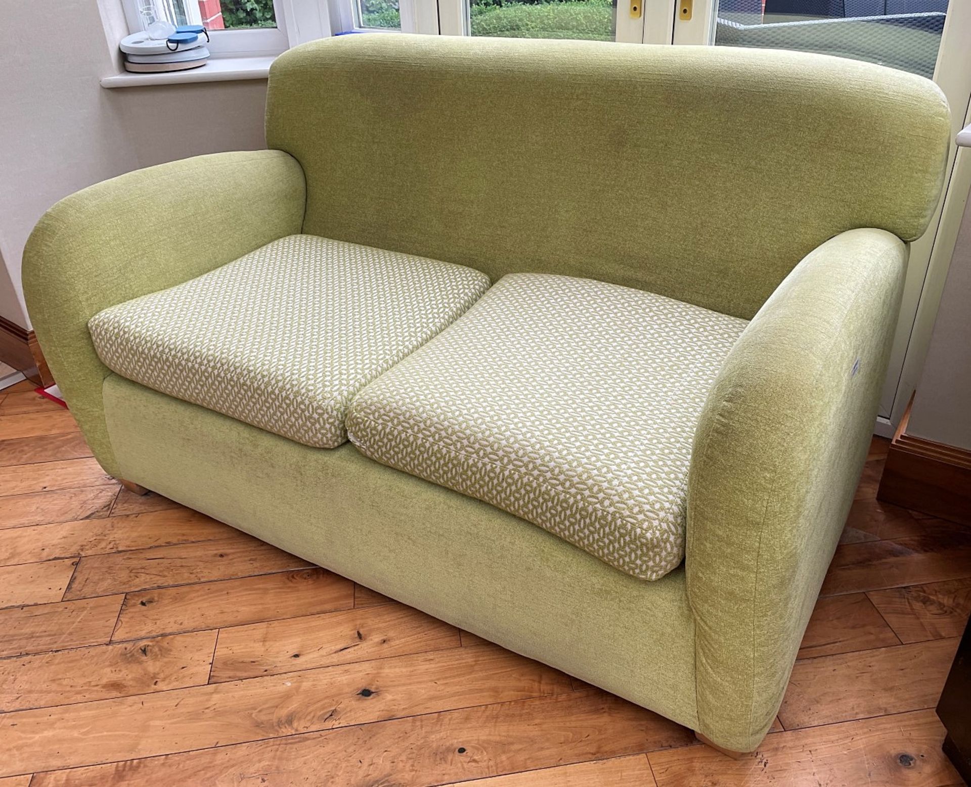 1 x Richly Upholstered 2-Seater Sofa In A Pale Green Chenille - NO VAT ON THE HAMMER