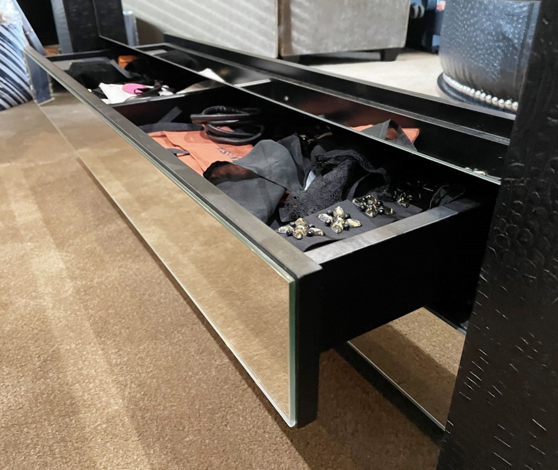 1 x Opulent Crocodile Patterned Leather Storage Cabinet In Black With Mirrored Frontage - Image 12 of 13