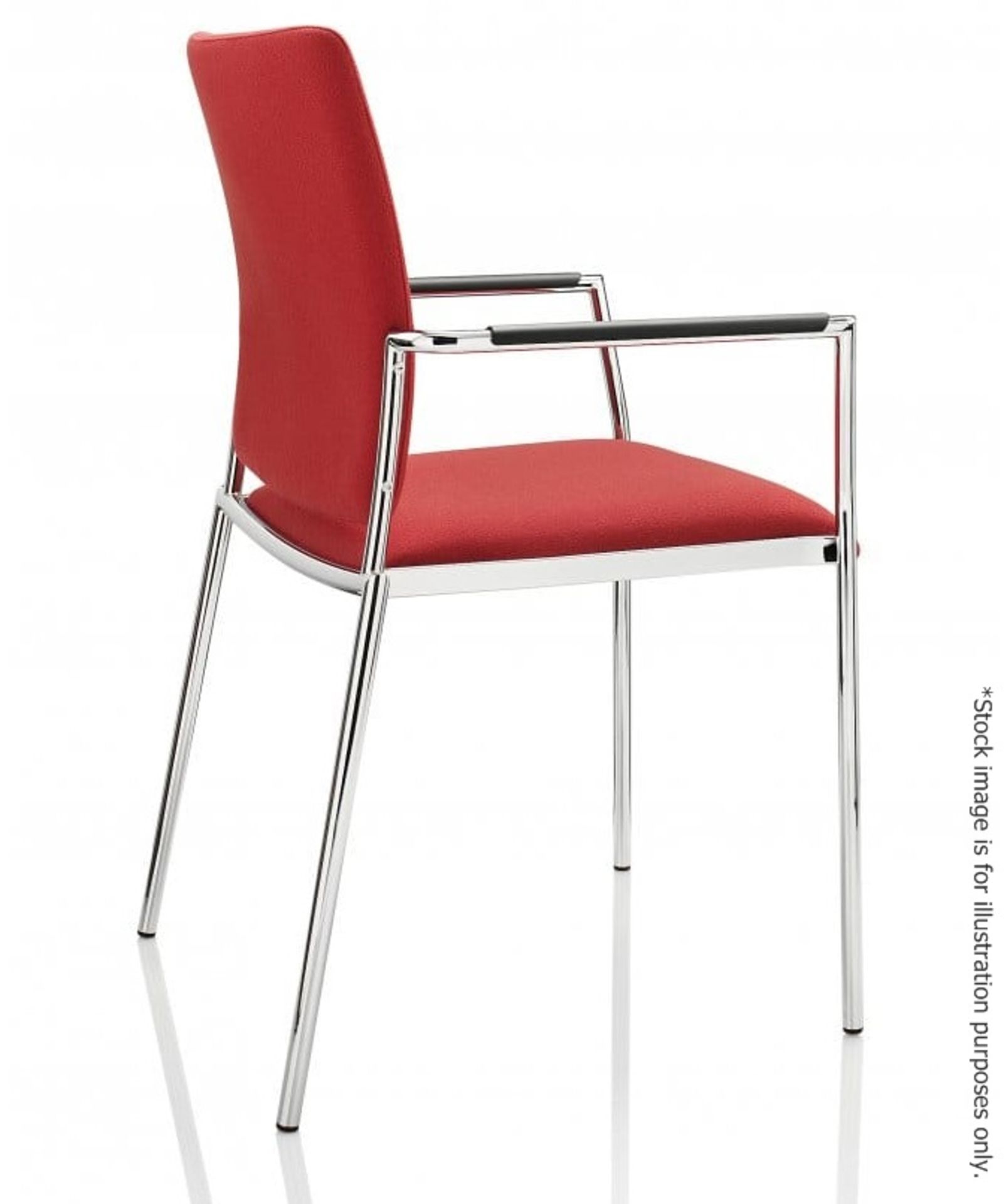A Pair Of CARLO Stacking Chairs With Arms In Chromed Steel - NO VAT ON THE HAMMER